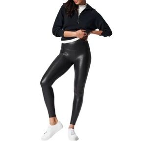 SPANX Black Faux Leather Leggings L
